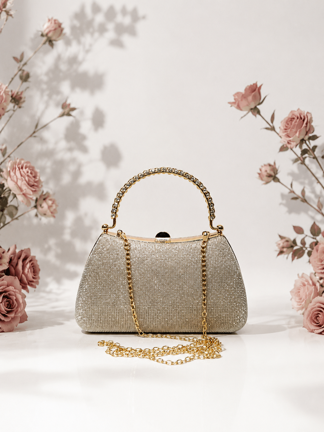 Taşlı Parıltılı Portföy El Çantası - Abiye Clutch