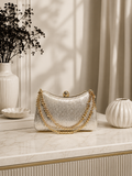 Çizgili Parıltılı Portföy El Çantası - Abiye Clutch