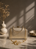 Çizgili Parıltılı Portföy El Çantası - Abiye Clutch