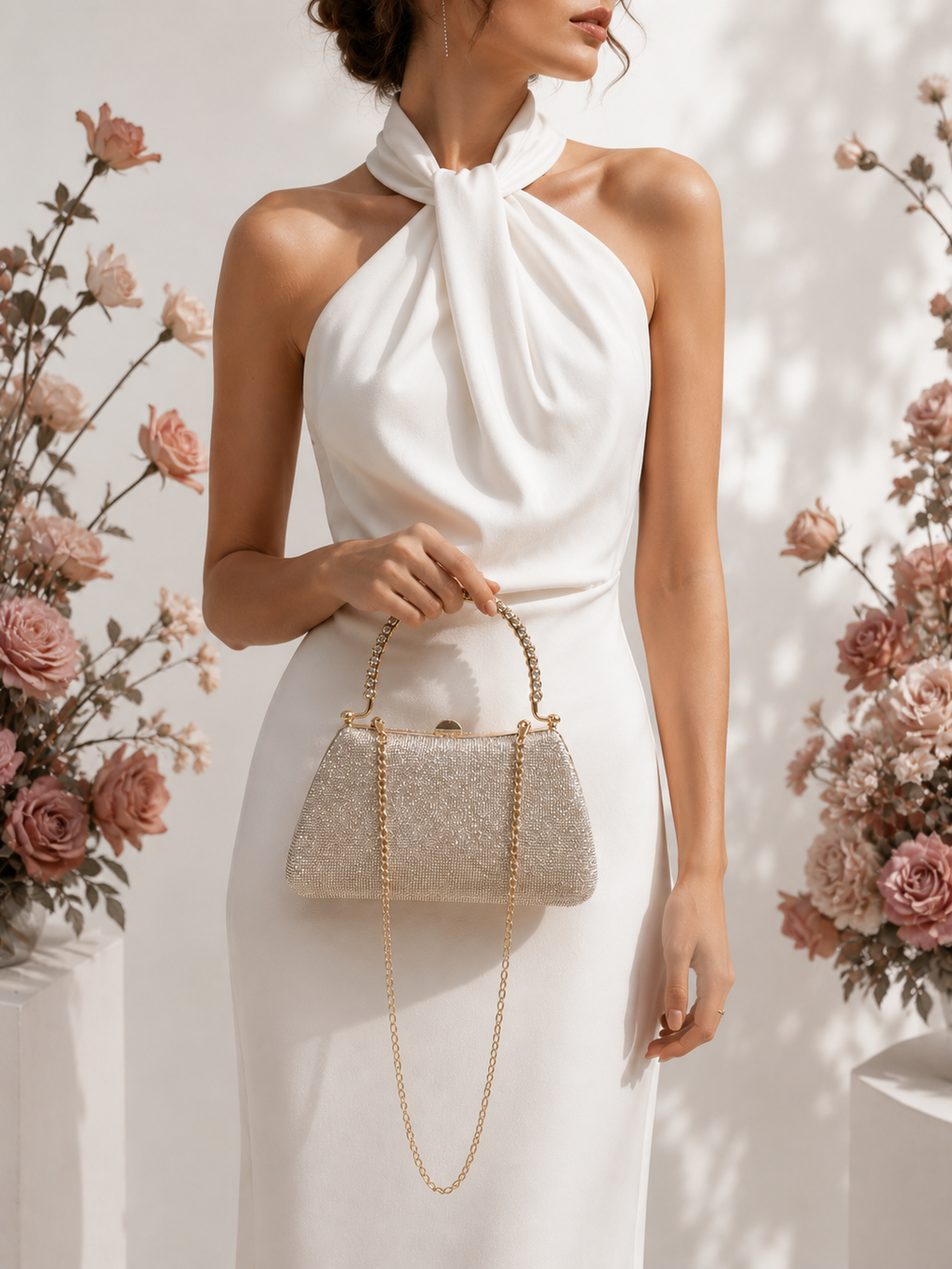 Taşlı Parıltılı Portföy El Çantası - Abiye Clutch