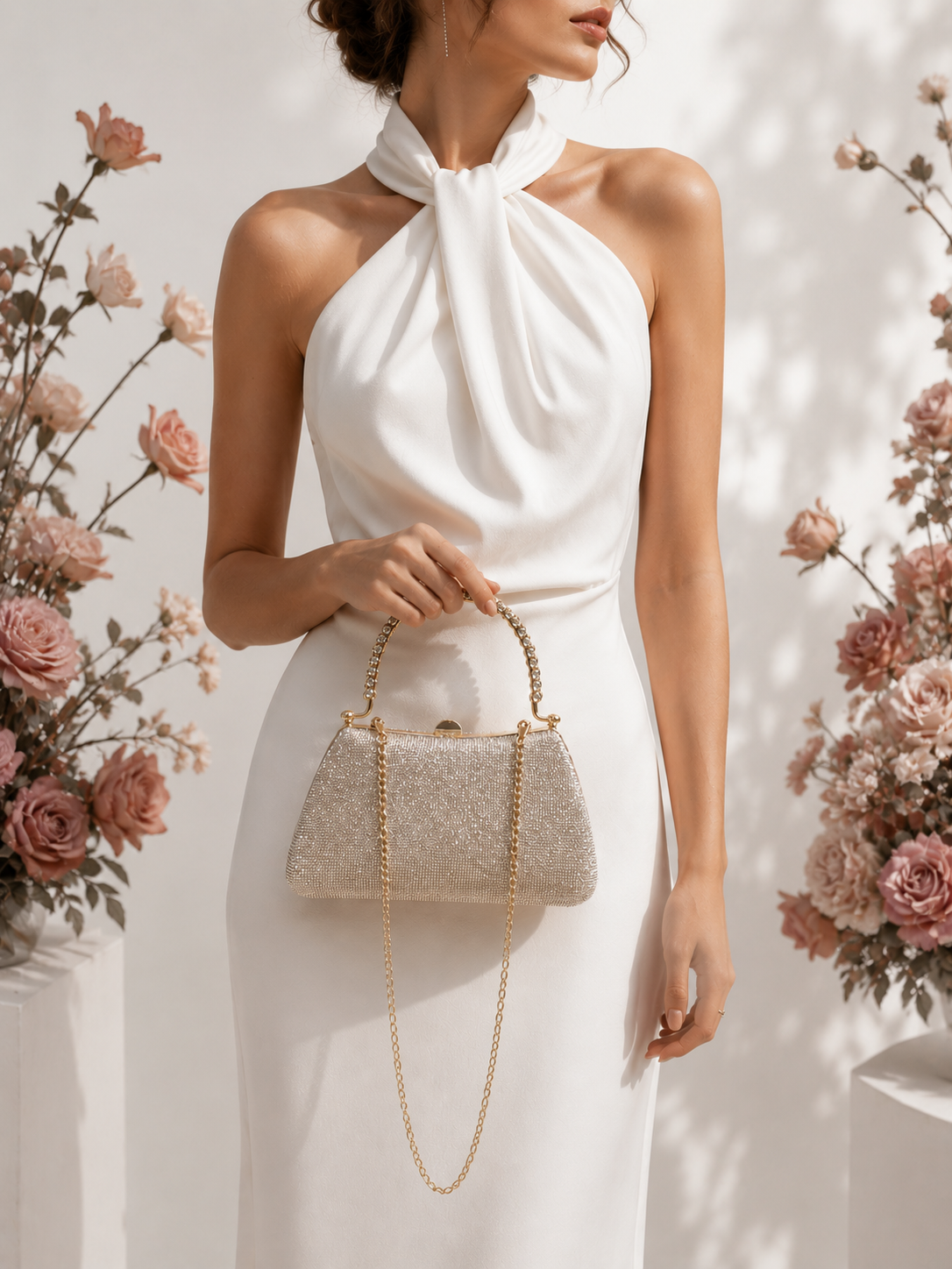 Taşlı Parıltılı Portföy El Çantası - Abiye Clutch