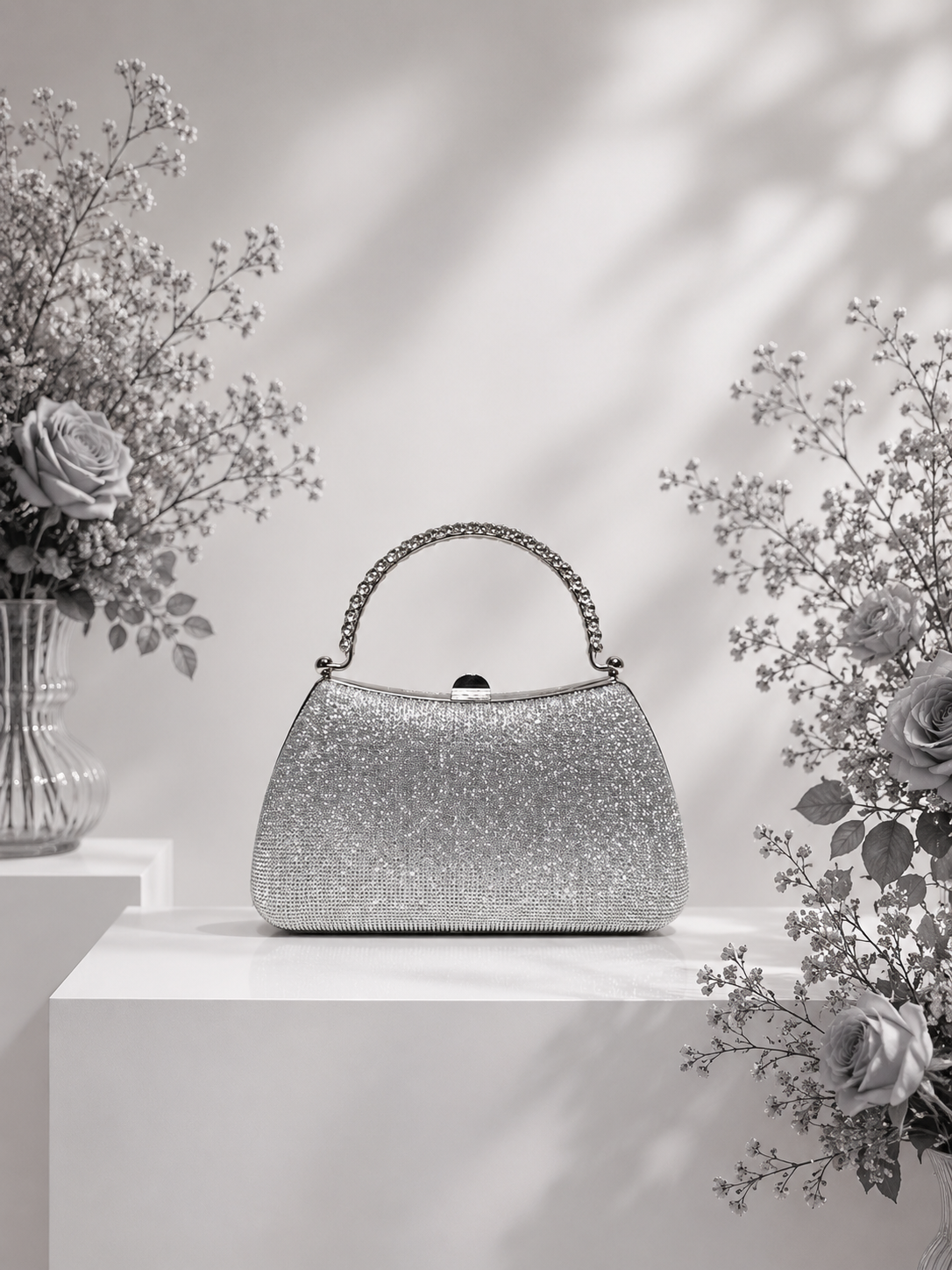 Taşlı Parıltılı Portföy El Çantası - Abiye Clutch