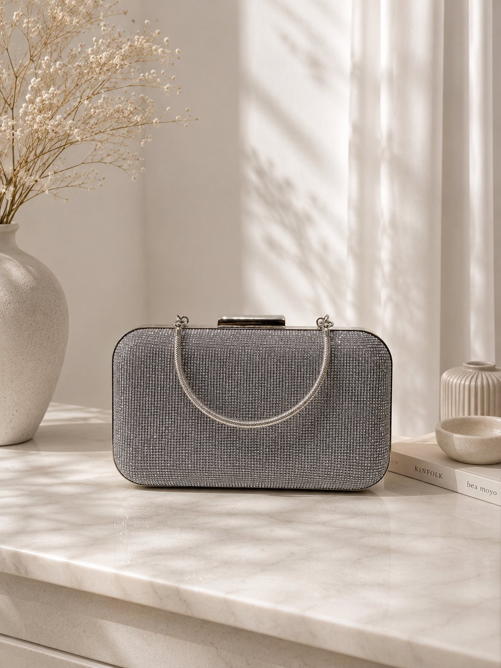 Taşlı Parıltılı Portföy El Çantası - Abiye Clutch