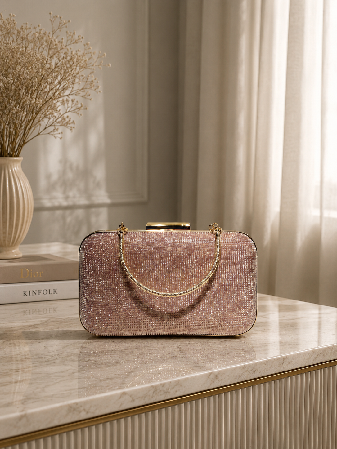 Taşlı Parıltılı Portföy El Çantası - Abiye Clutch