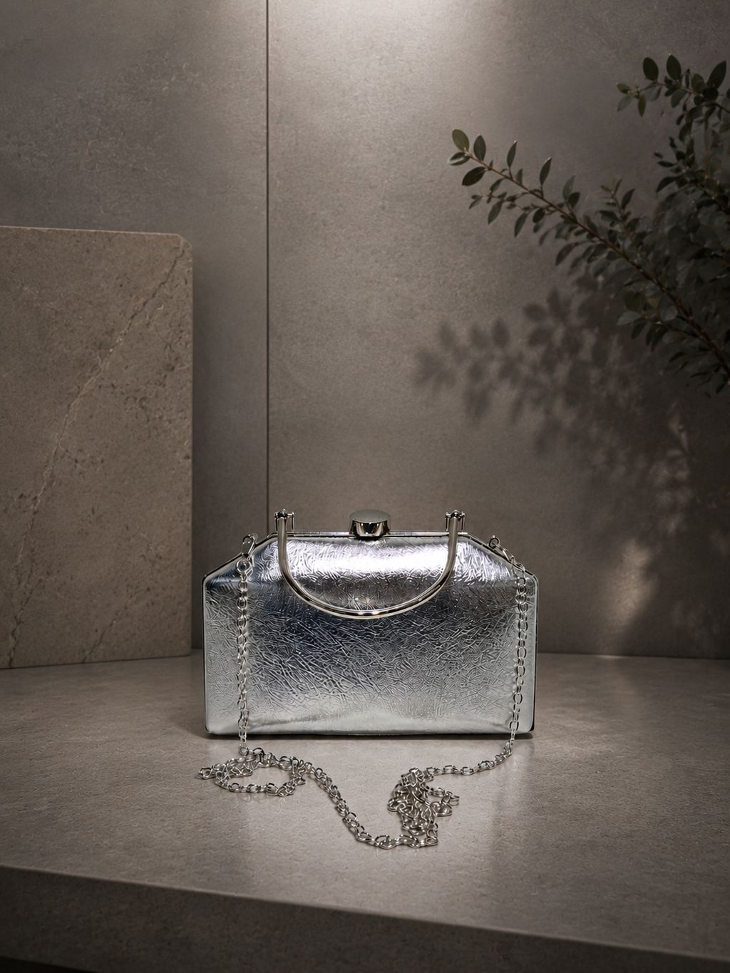 Düz Parlak Portföy El Çantası - Abiye Clutch