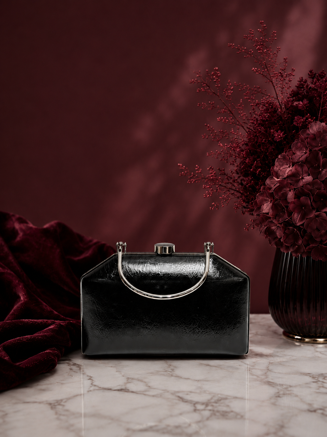 Düz Parlak Portföy El Çantası - Abiye Clutch