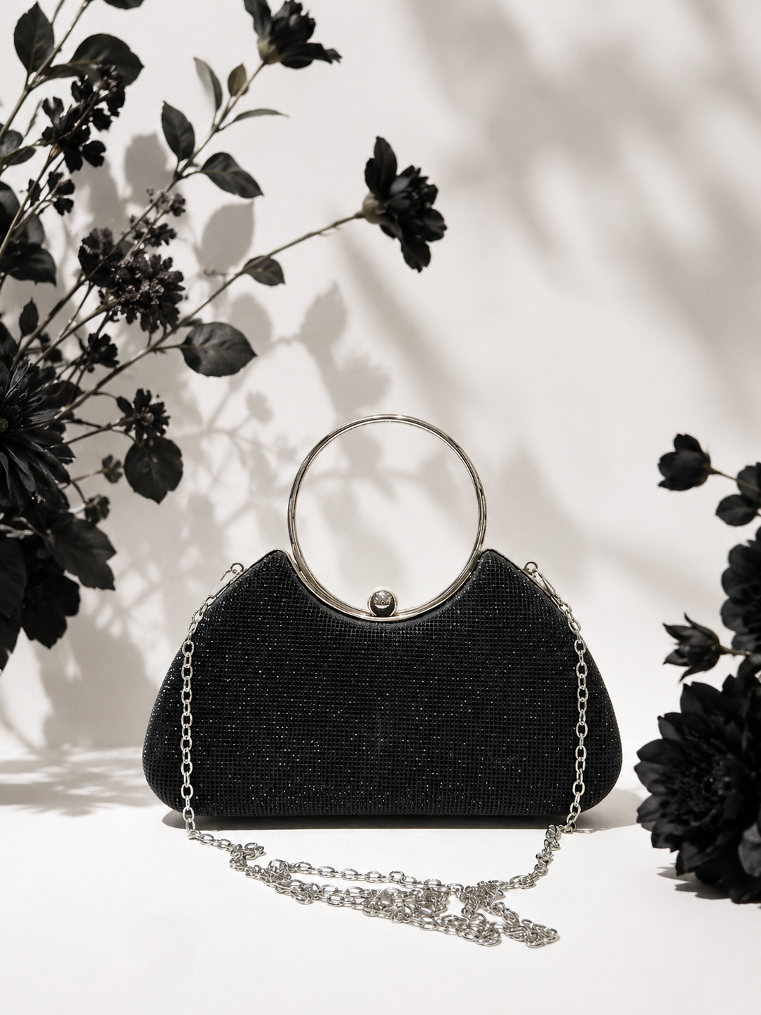 Taşlı Parıltılı Portföy El Çantası - Abiye Clutch