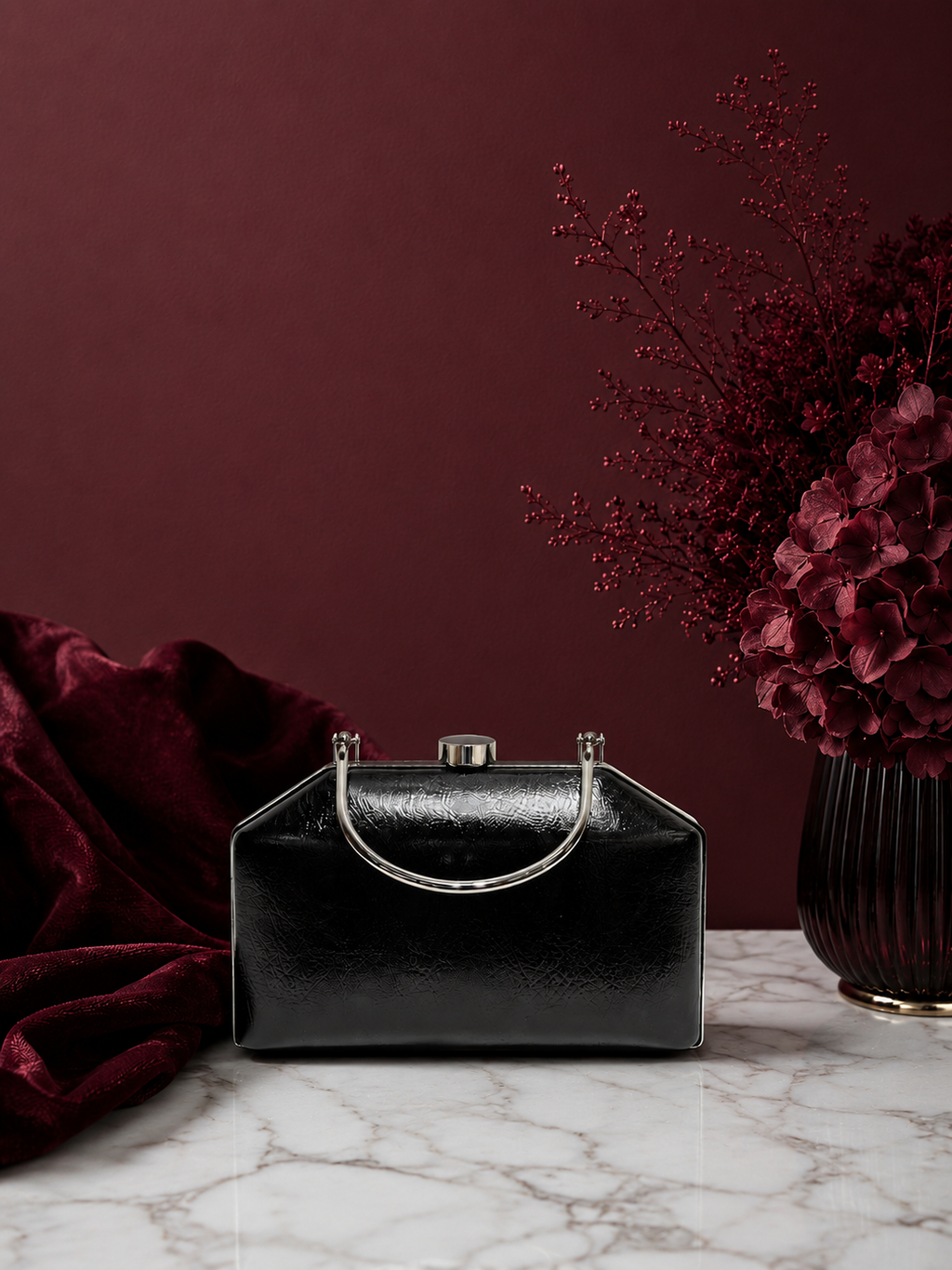 Düz Parlak Portföy El Çantası - Abiye Clutch