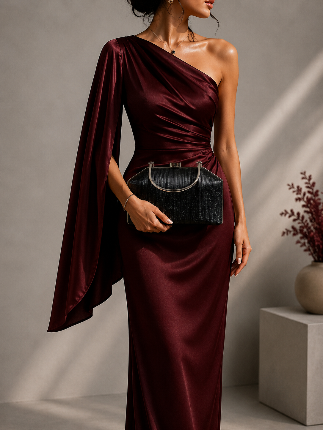 Çizgili Parıltılı Portföy El Çantası - Abiye Clutch