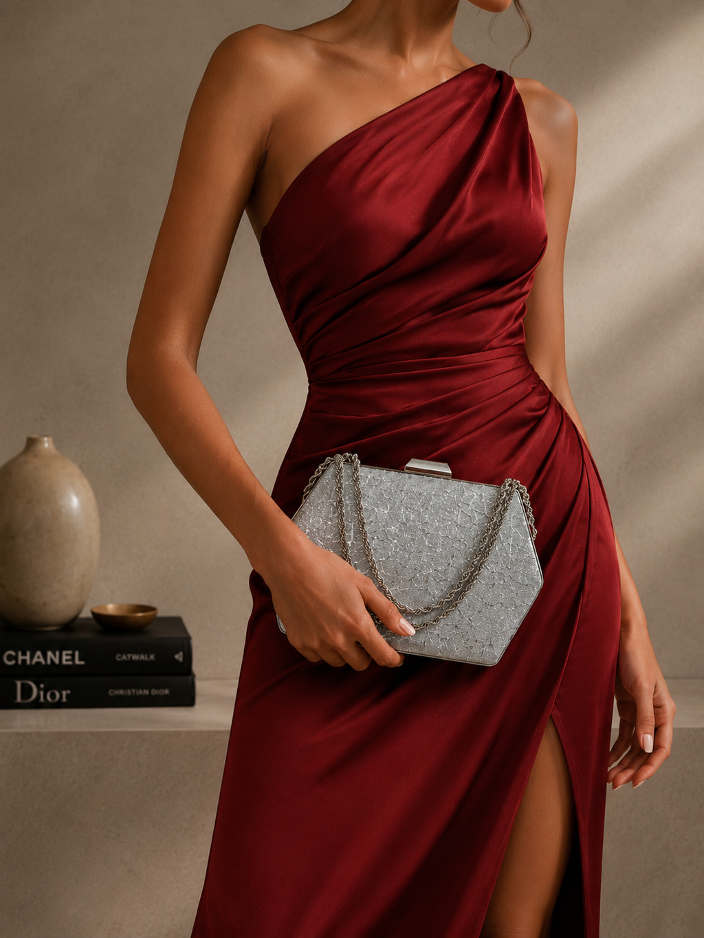 Desenli Parıltılı Portföy El Çantası - Abiye Clutch