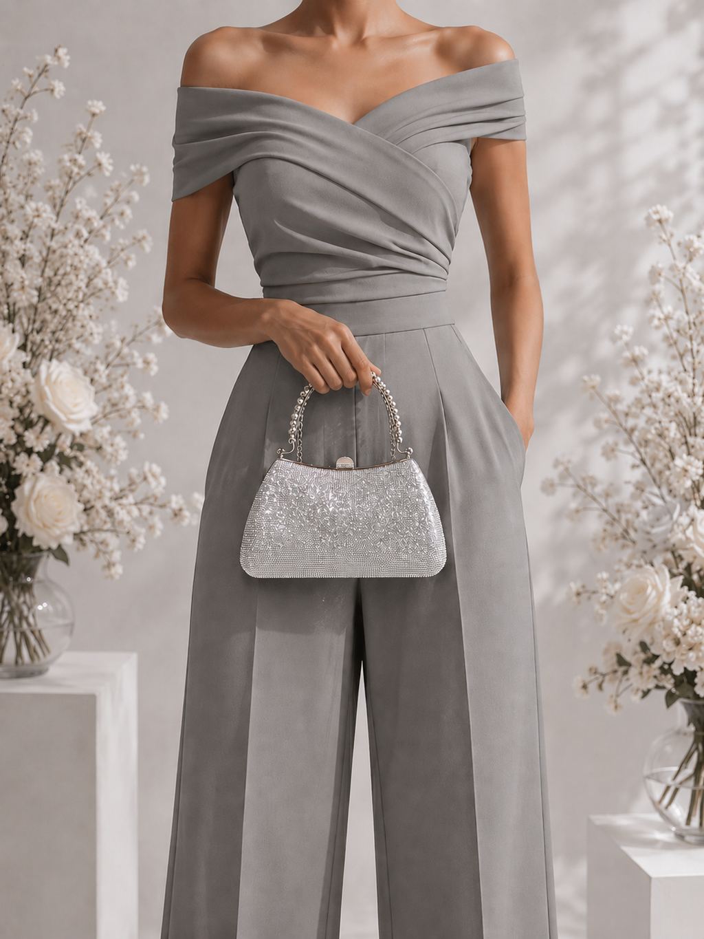 Taşlı Parıltılı Portföy El Çantası - Abiye Clutch