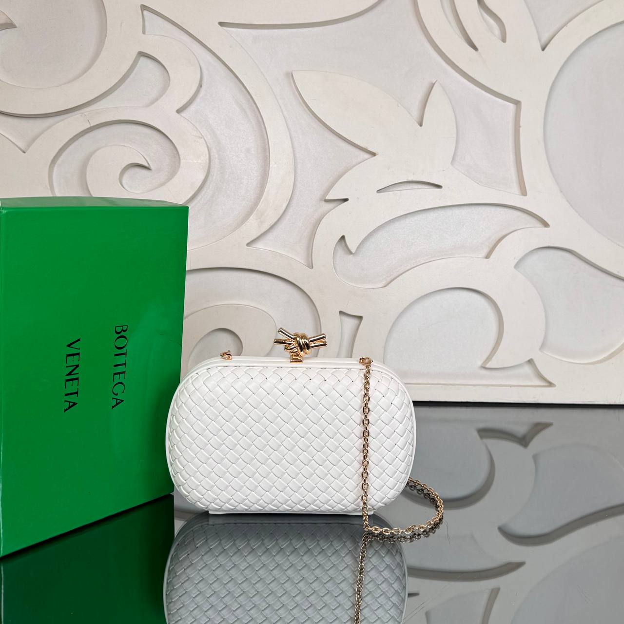 Bottega Veneta Plisse Knot Clutch Medium