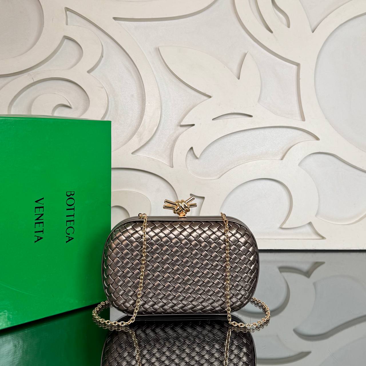 Bottega Veneta Plisse Knot Clutch Medium