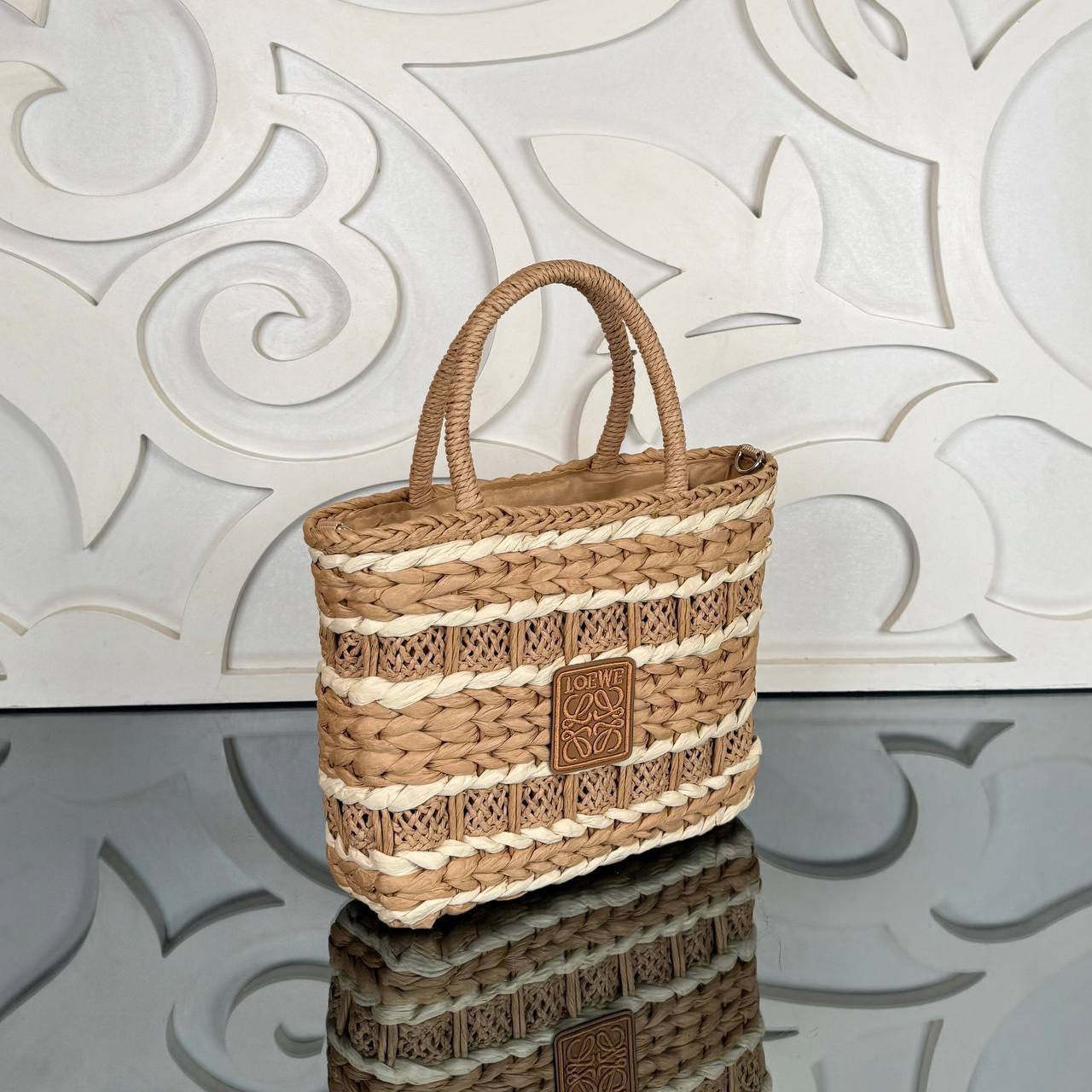Loewe Raffia Shoulder Bag with Cap (Bag/Cap Set)
