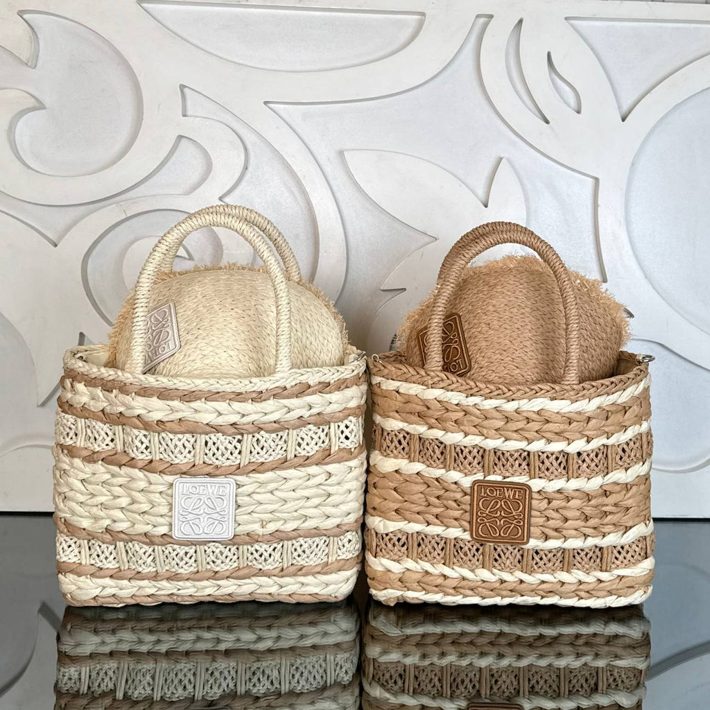 Loewe Raffia Shoulder Bag with Cap (Bag/Cap Set)