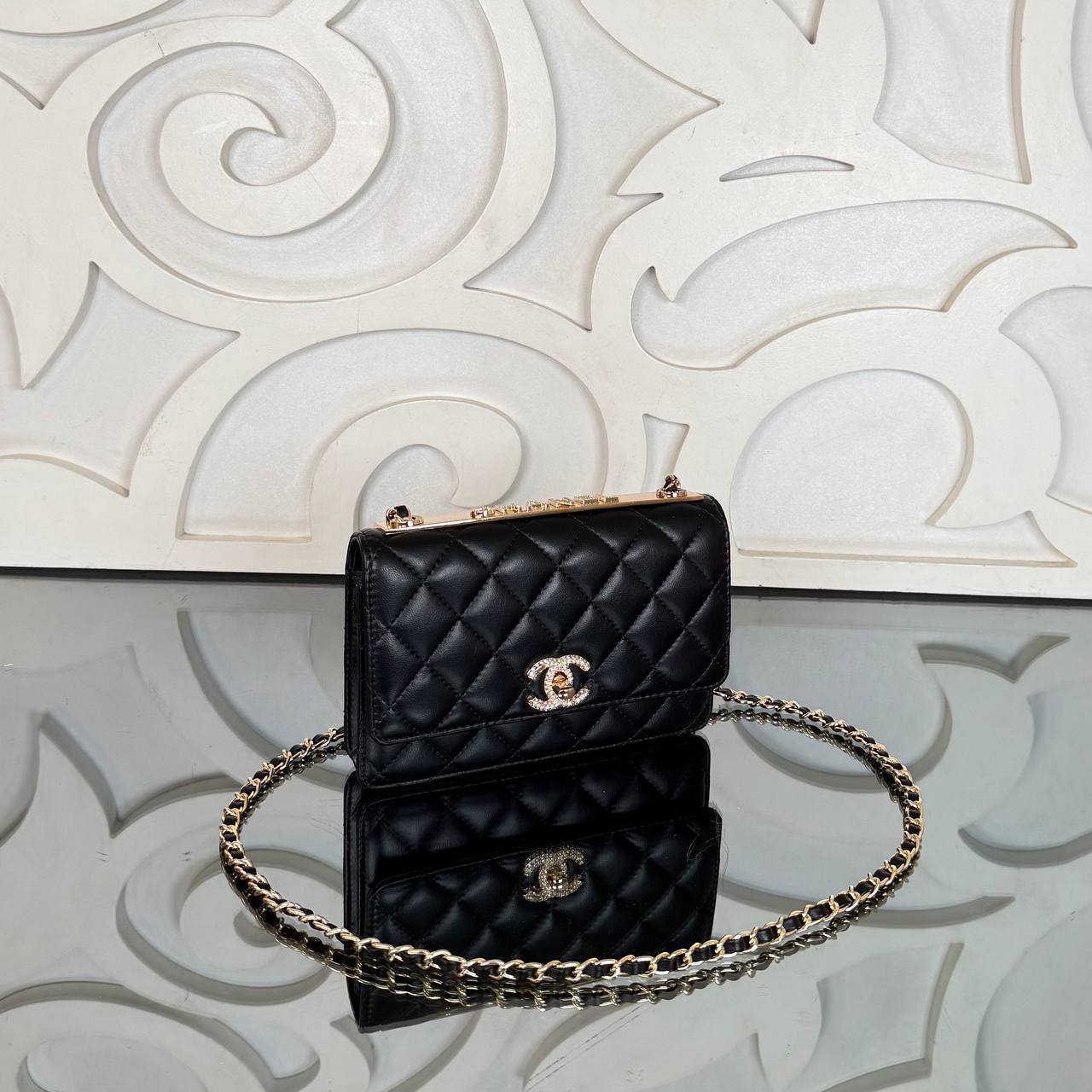 Chanel Coco Wallet on Chain with Crystal Embroidery