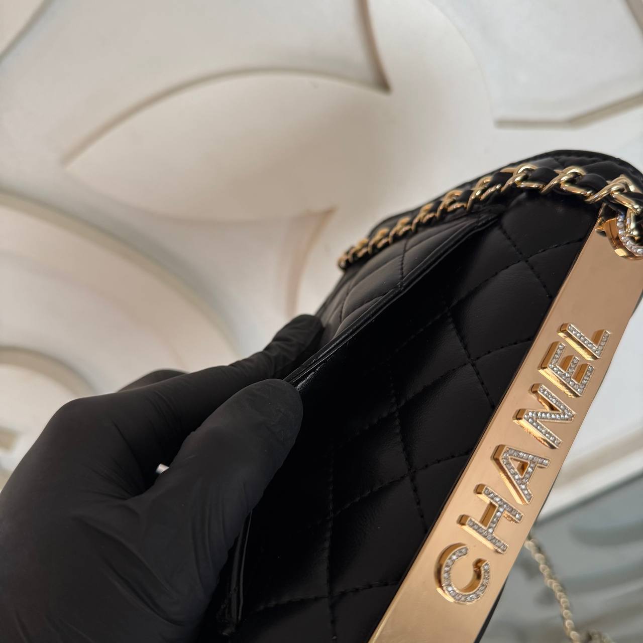 Chanel Coco Wallet on Chain with Crystal Embroidery