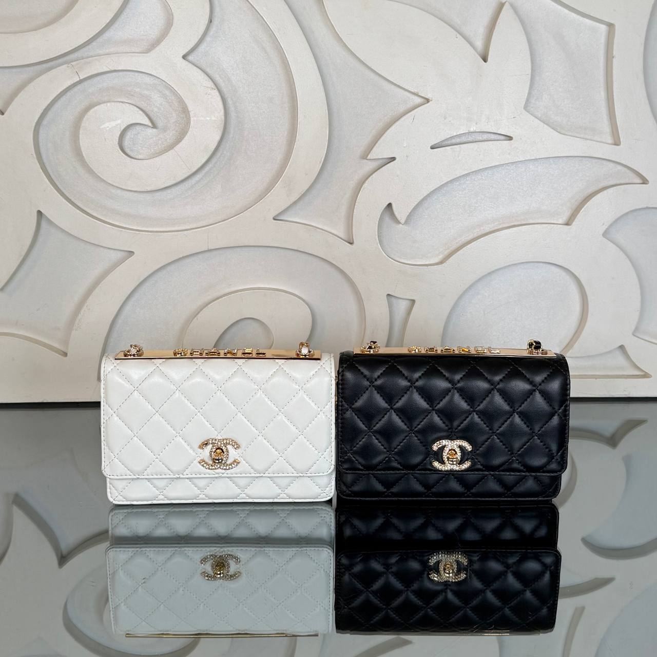 Chanel Coco Wallet on Chain with Crystal Embroidery