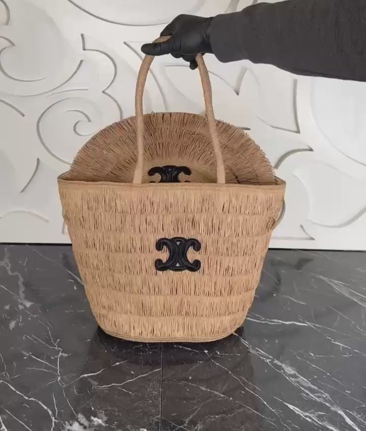 Celine Raffia Tote Bag with Hat (Bag/Hat Set)